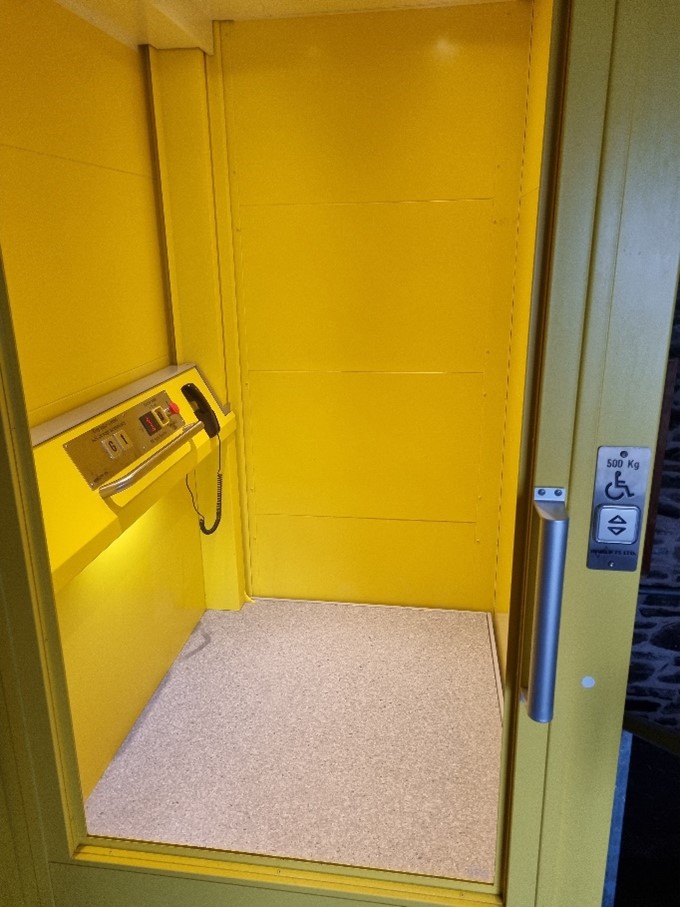 Image showing interior of accessible lift which takes guests from ground floor to first floor.
