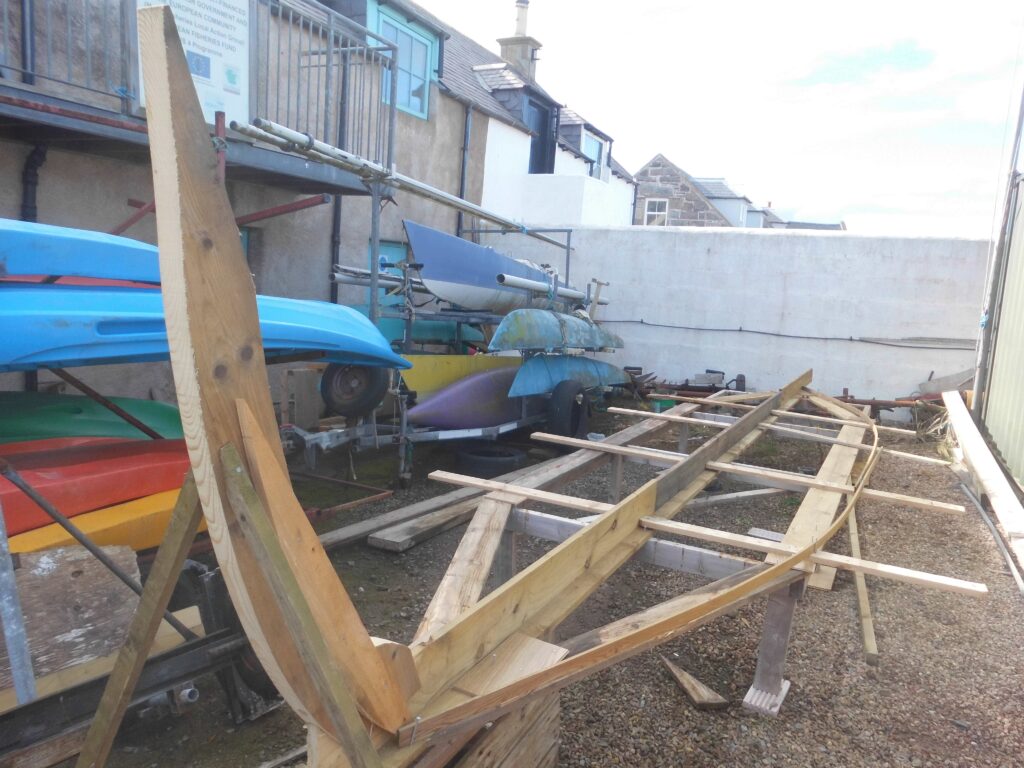 S2 Banff Academy Pupils at Cullen Sea School building a 
 Drakkar Viking Boat Replica 